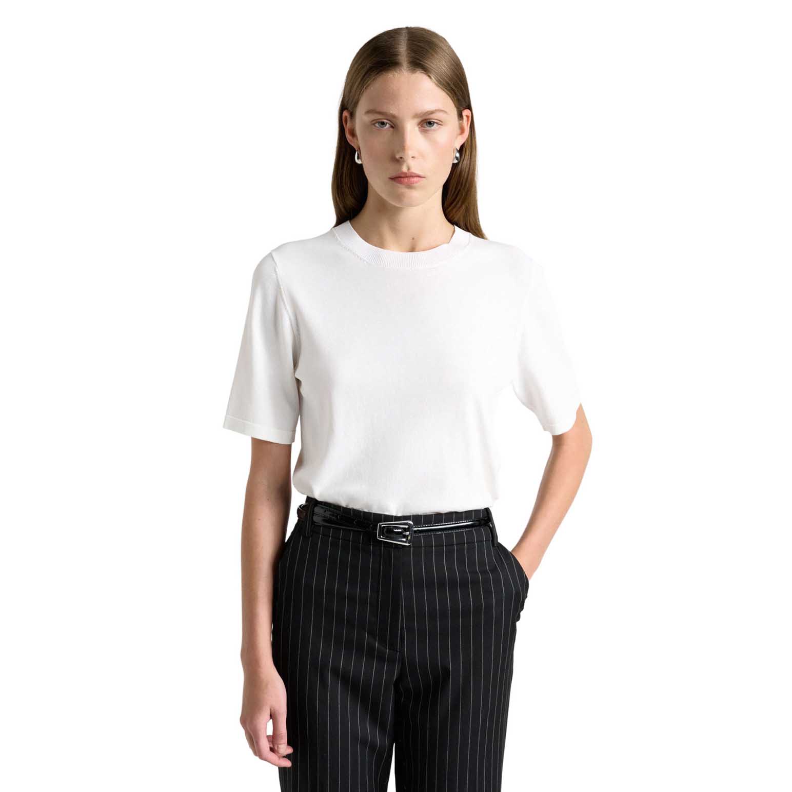 Cue White Knitted Tee